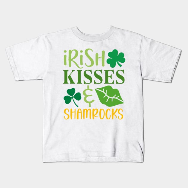 Irish Kisses and Shamrocks Kids T-Shirt by MZeeDesigns